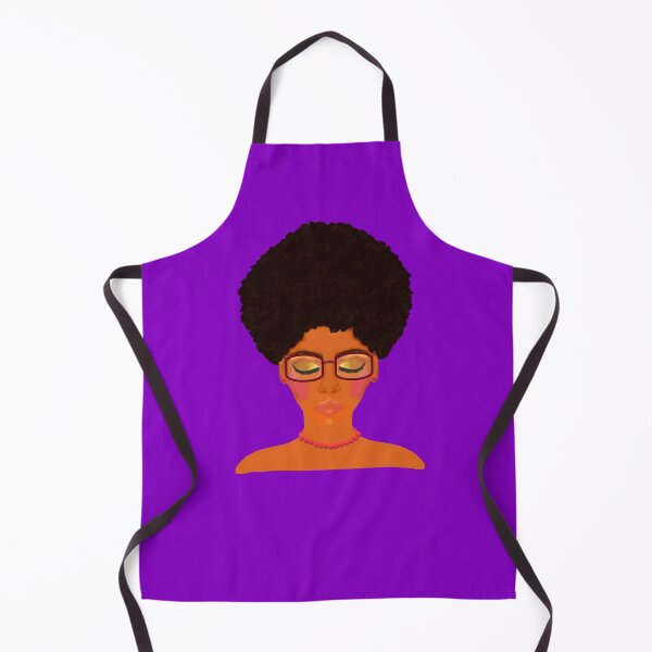 Artikelvorschau, Frau mit asymmetrischem Afro, Brille und Korallenperlenschmuck (lila Hintergrund) entworfen und verkauft von ArtByLM.