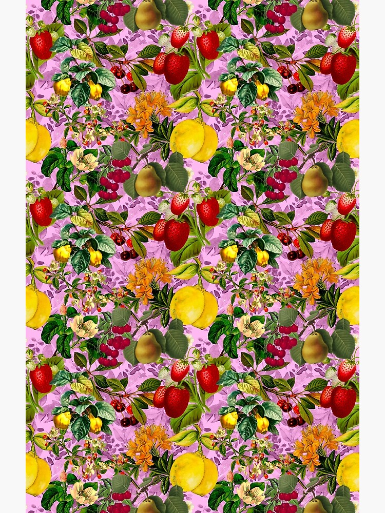 "Vintage fruit garden pattern, strawberries, vintage botanical, fruit