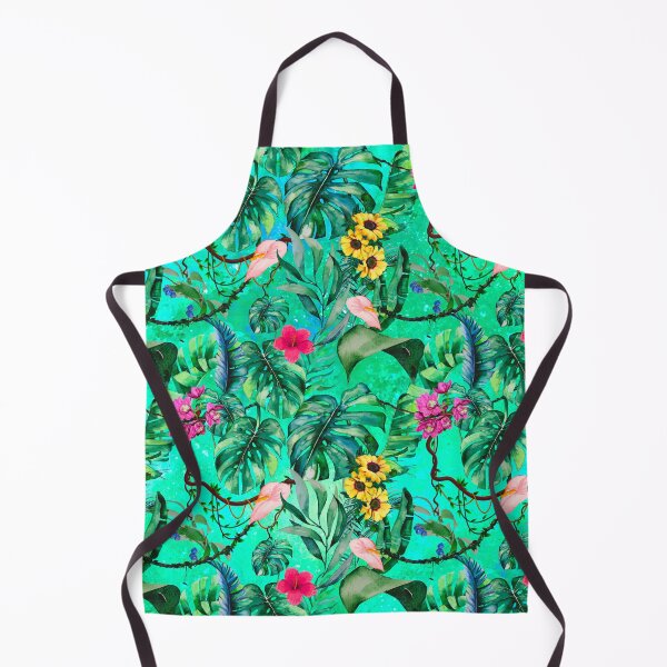 Item preview, Exotic turquoise forest, leaves and flowers tropical pattern, botanical illustration, floral illustration designed and sold by ZeinabTaha.