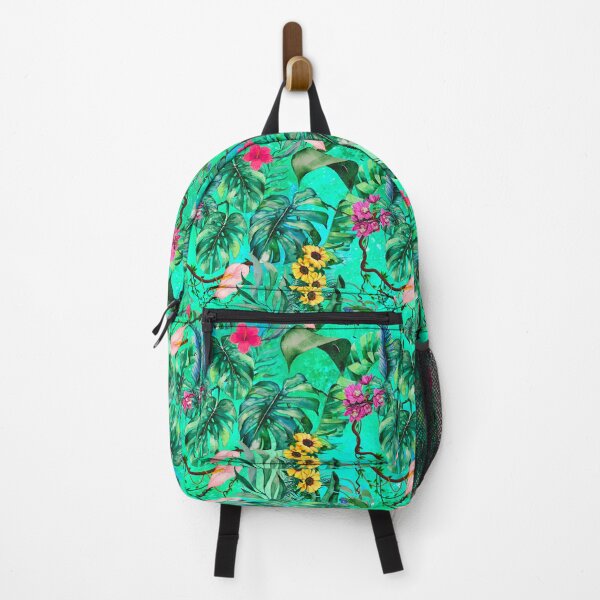 Item preview, Exotic turquoise forest, leaves and flowers tropical pattern, botanical illustration, floral illustration designed and sold by ZeinabTaha.