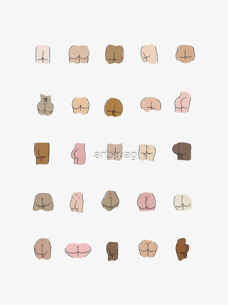 Funny Butts - Quirky Art - Booty - Bums - Shapes and Sizes Art