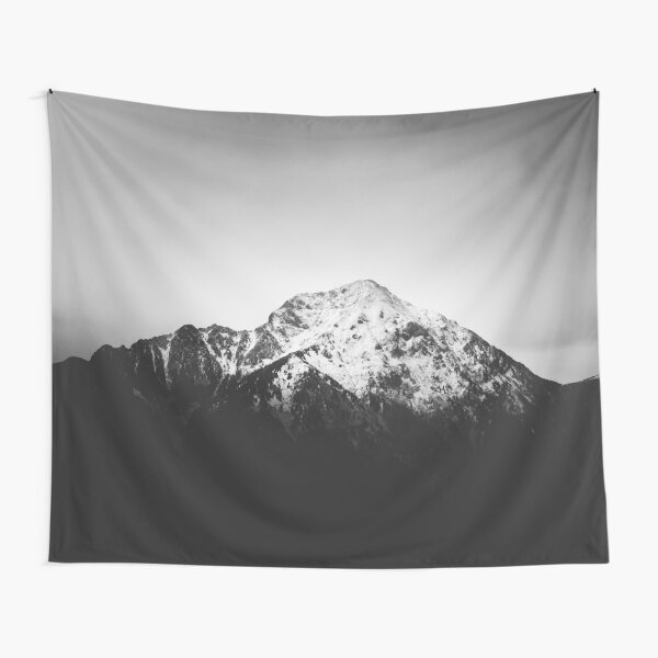 Black and white snowy mountain Tapestry