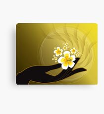 Buddha's Hand and White Hibiscus Canvas Print
