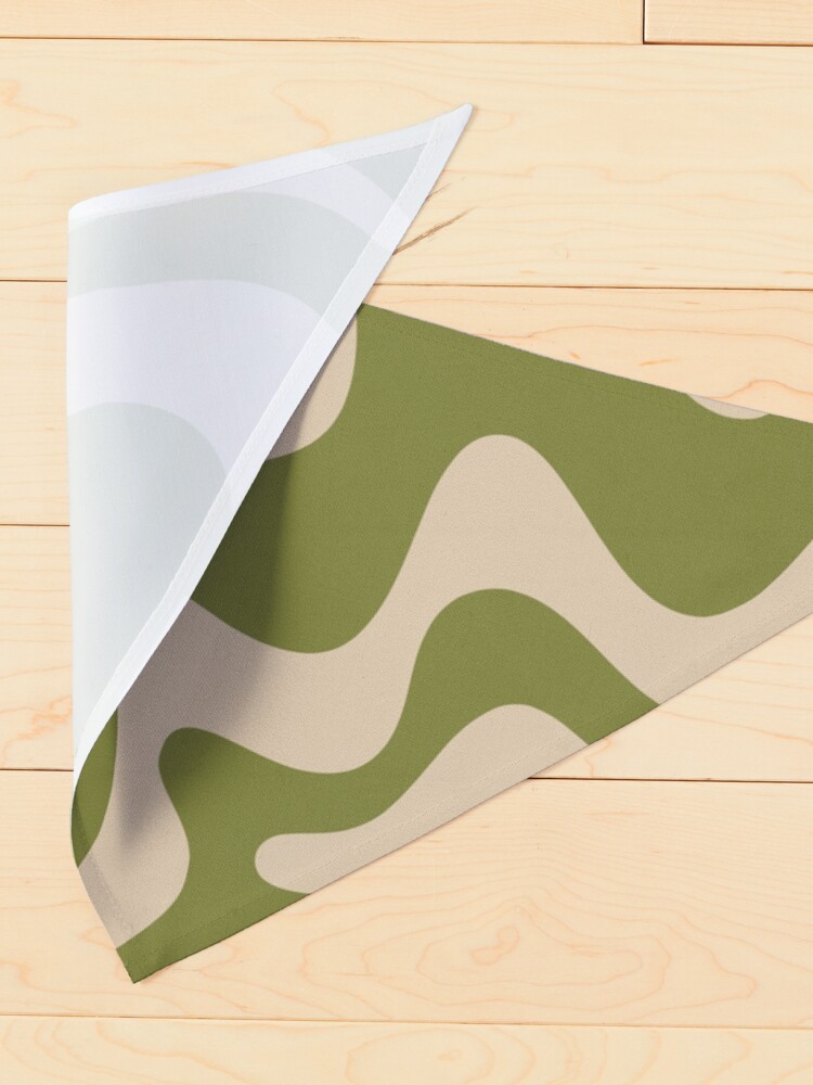 Alternate view of Retro Liquid Swirl Abstract Pattern in Mid Mod Beige and Olive Green Pet Bandana