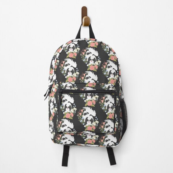 Item preview, Black White Japanese Chin and Flowers designed and sold by Lulupainting.