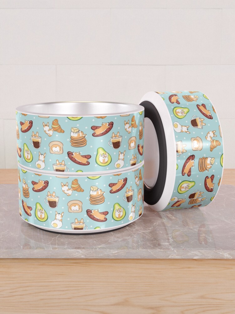 Alternate view of Corgi Breakfast - Blue Pet Bowl