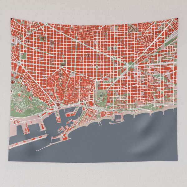 Item preview, Barcelona city map classic designed and sold by PlanosUrbanos.