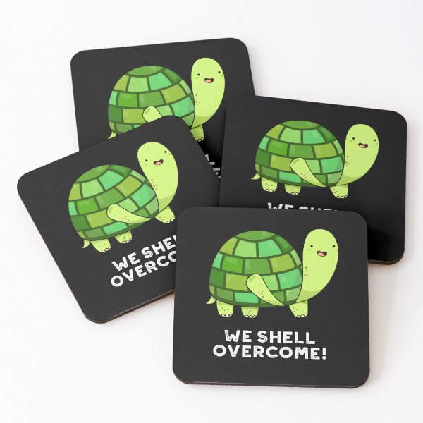 Item preview, We Shell Overcome Funny Tortoise Puns (Dark BG) designed and sold by punnybone.