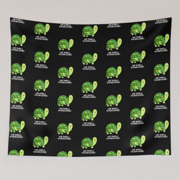 Item preview, We Shell Overcome Funny Tortoise Puns (Dark BG) designed and sold by punnybone.