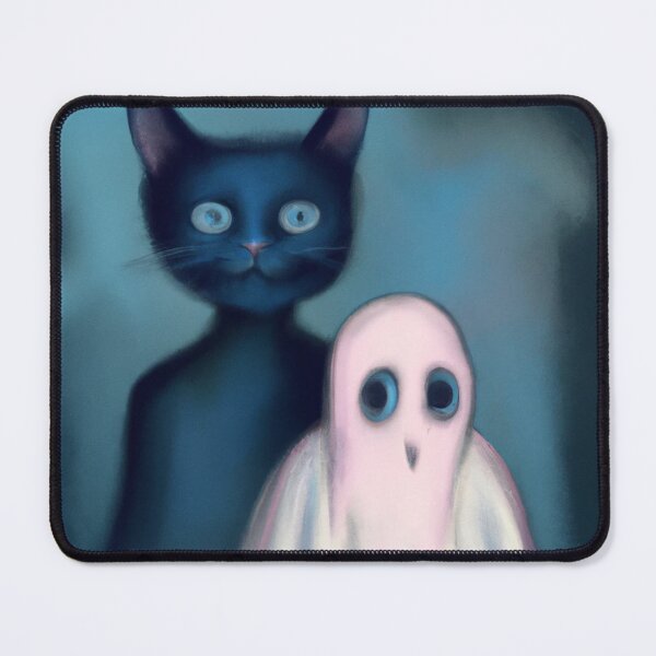 Item preview, Surreal Halloween ghost and black cat designed and sold by Lolly's Lane Shoppe.