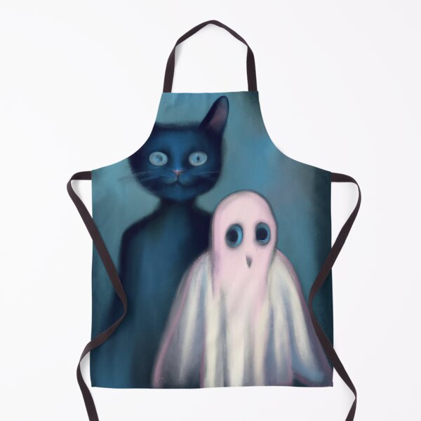 Item preview, Surreal Halloween ghost and black cat designed and sold by Lolly's Lane Shoppe.
