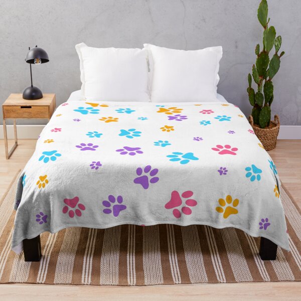 Colorful Paws Pattern Throw Blanket