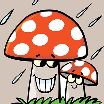 Sticker for Sale avec l'œuvre « deux champignons sous la pluie
