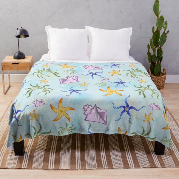 Item preview, Coastal starfish shells and seaweed pattern designed and sold by MariaDracona.