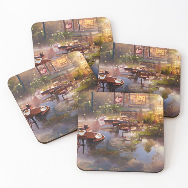 Item preview, The Coffee Teal ocean pond | sunset pond Cafe designed and sold by PsychicLove.