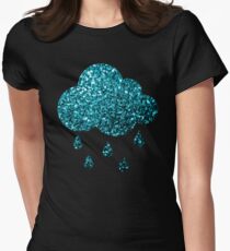 Beautiful Aqua blue glitter sparkles Fitted T-Shirt