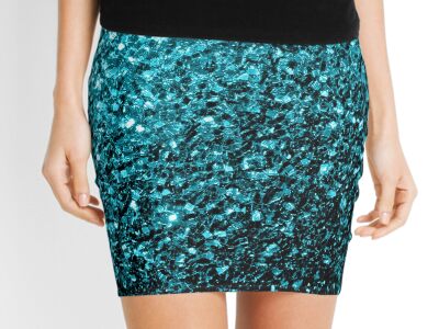 sparkly blue mini skirt