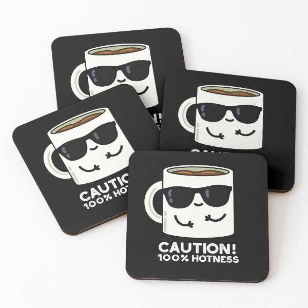 Item preview, Caution 100% Hotness Funny Coffee Puns (Dark BG) designed and sold by punnybone.