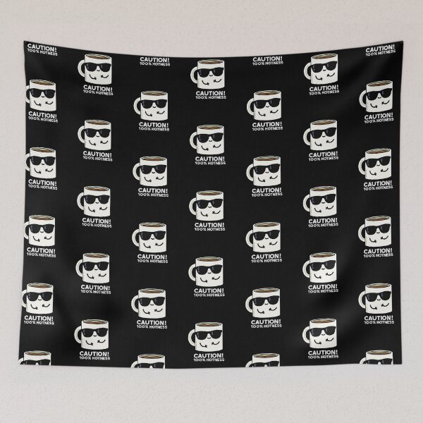 Item preview, Caution 100% Hotness Funny Coffee Puns (Dark BG) designed and sold by punnybone.