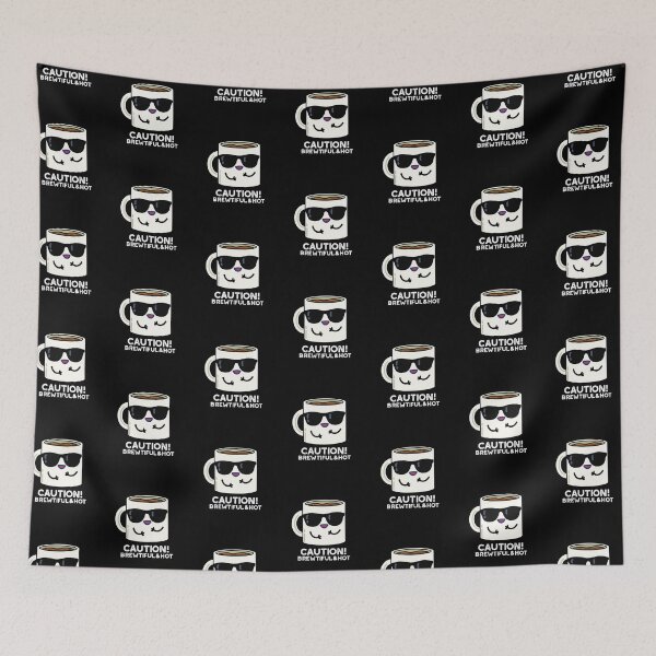 Item preview, Caution Brewtiful And Hot Funny Coffee Puns (Dark BG) designed and sold by punnybone.