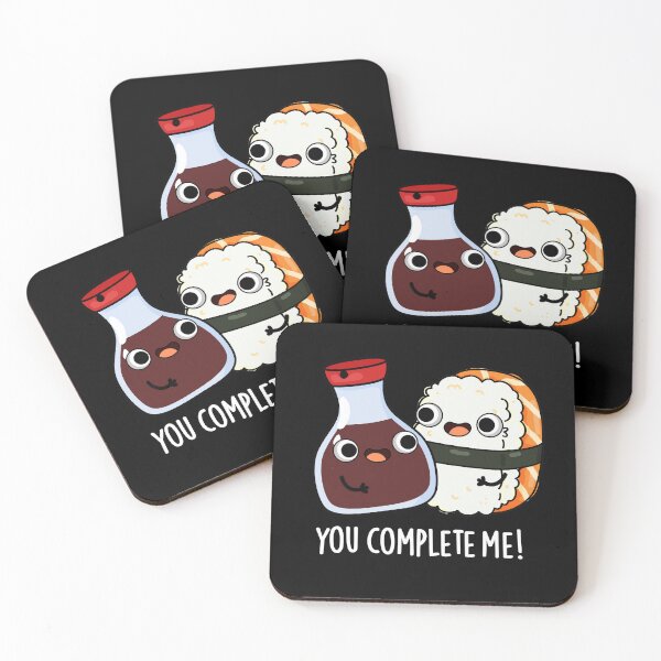 Item preview, You Complete Me Funny Sushi Soy Sauce Puns (Dark BG) designed and sold by punnybone.