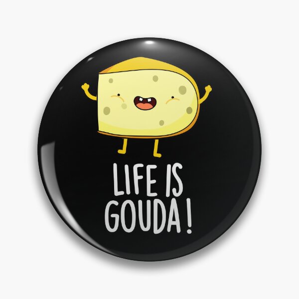 Item preview, Life Is Gouda Positive Cheese Puns (Dark BG) designed and sold by punnybone.