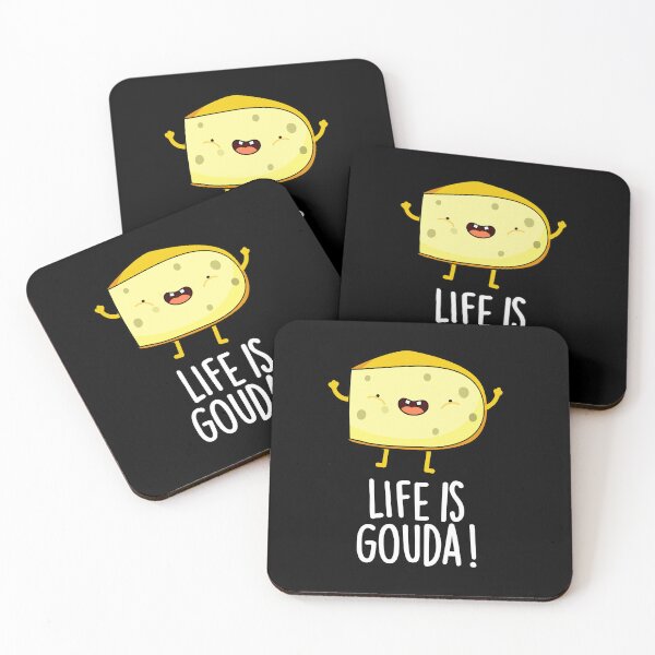 Item preview, Life Is Gouda Positive Cheese Puns (Dark BG) designed and sold by punnybone.