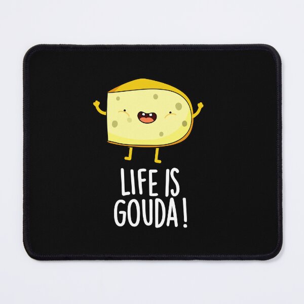 Item preview, Life Is Gouda Positive Cheese Puns (Dark BG) designed and sold by punnybone.