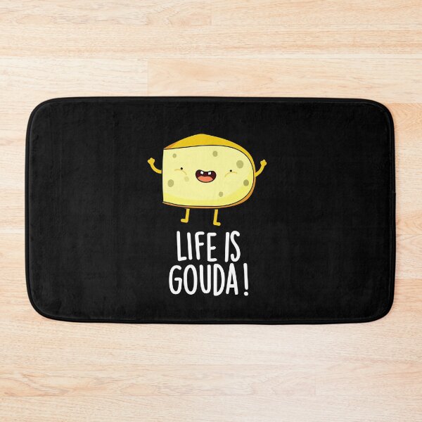 Item preview, Life Is Gouda Positive Cheese Puns (Dark BG) designed and sold by punnybone.