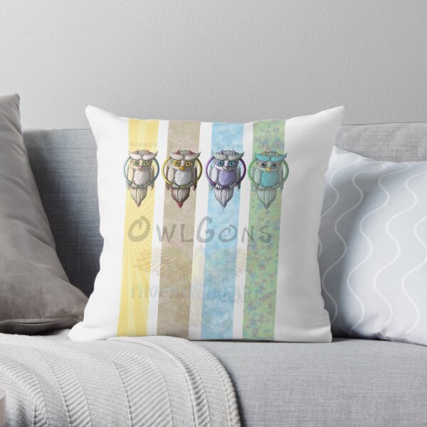 Owlgons: All Seasons (Season Backgrounds) Throw Pillow