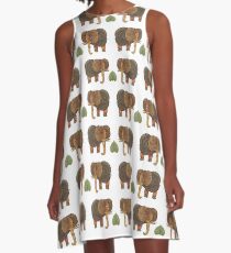 Elephants on a white background A-Line Dress
