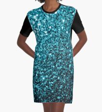 Beautiful Aqua blue glitter sparkles Graphic T-Shirt Dress