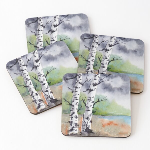 Item preview, Birch Trees - Watercolour Illustration designed and sold by Pattokarts.