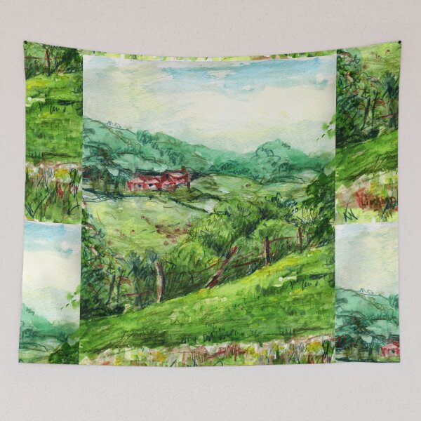 Item preview, Spring Green original pencil and watercolor outdoor art designed and sold by Linandara.