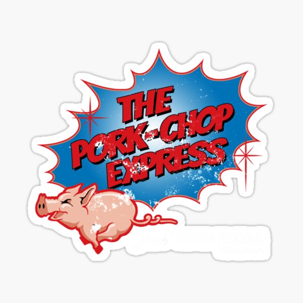 "Pork Chop Express Distressed Extreme Blue Variant Classic" Sticker