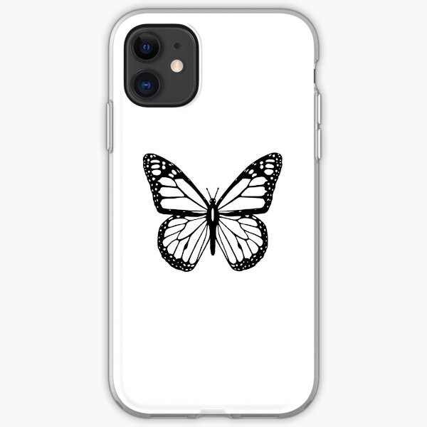 Butterfly, Black and White Butterfly. iPhone Soft Case