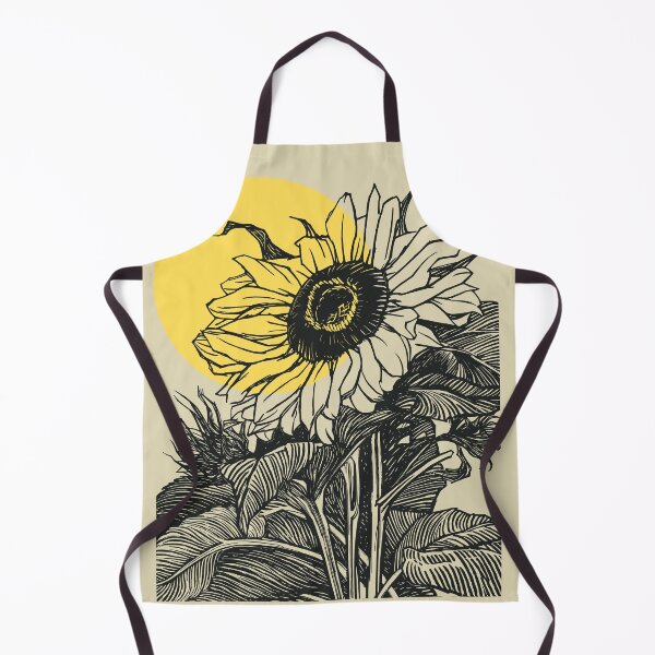 Item preview, Illustrated inked Flower and abstract Sun in the background designed and sold by SpiralStairShop.
