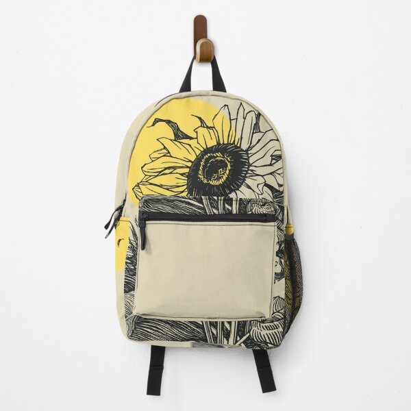 Item preview, Illustrated inked Flower and abstract Sun in the background designed and sold by SpiralStairShop.