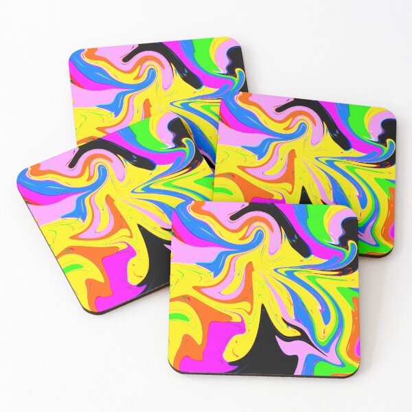 Item preview, Modern Liquid Swirl Abstract Pattern Square Vibrant Neon Yellow Multicolor Design designed and sold by theprintedclub.