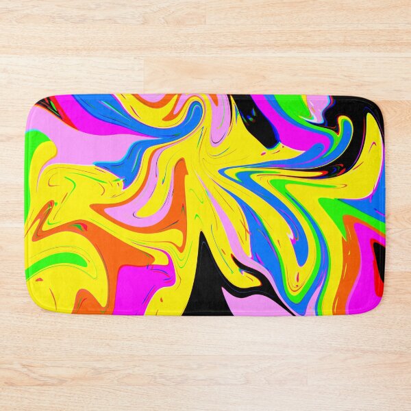 Item preview, Modern Liquid Swirl Abstract Pattern Square Vibrant Neon Yellow Multicolor Design designed and sold by theprintedclub.