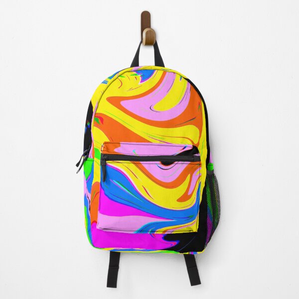 Item preview, Modern Liquid Swirl Abstract Pattern Square Vibrant Neon Yellow Multicolor Design designed and sold by theprintedclub.
