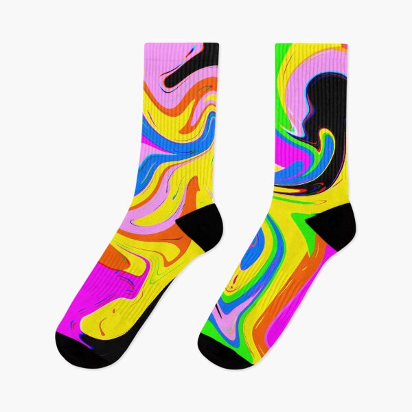 Item preview, Modern Liquid Swirl Abstract Pattern Square Vibrant Neon Yellow Multicolor Design designed and sold by theprintedclub.