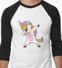 Dabbing Unicorn Shirt Hip Hop Dap Pose Men's Baseball ¾ T-Shirt