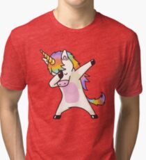 Dabbing Unicorn Shirt Hip Hop Dap Pose Tri-blend T-Shirt