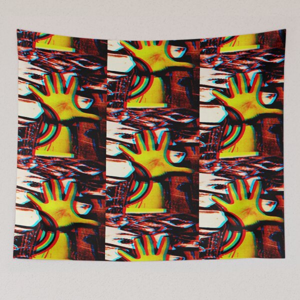 Item preview, trippy hand on a surreal background designed and sold by weirdove.