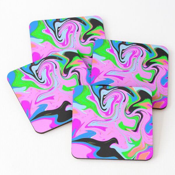 Item preview, Modern Liquid Swirl Abstract Pattern Square Vibrant Neon Pink Multicolor Design designed and sold by theprintedclub.