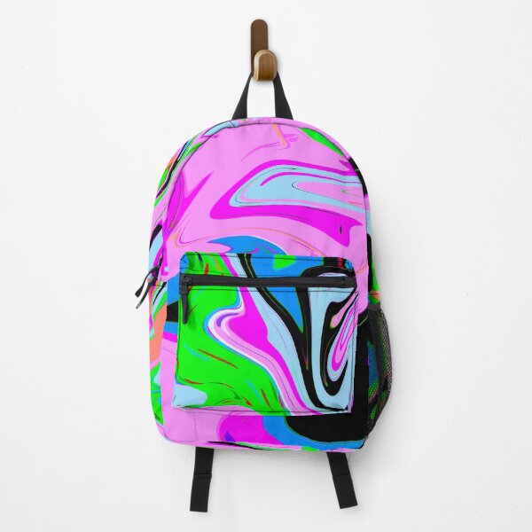 Item preview, Modern Liquid Swirl Abstract Pattern Square Vibrant Neon Pink Multicolor Design designed and sold by theprintedclub.