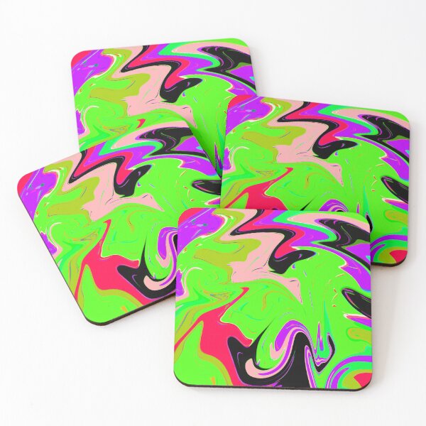 Item preview, Modern Liquid Swirl Abstract Pattern Square Vibrant Neon Green Multicolor Design designed and sold by theprintedclub.