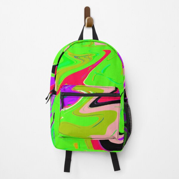 Item preview, Modern Liquid Swirl Abstract Pattern Square Vibrant Neon Green Multicolor Design designed and sold by theprintedclub.