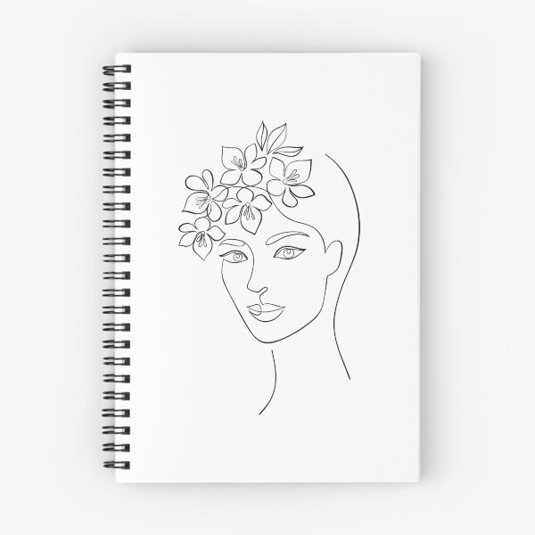 Item preview, Abstract drawing line art lady with flowers designed and sold by LineArtDrawing.